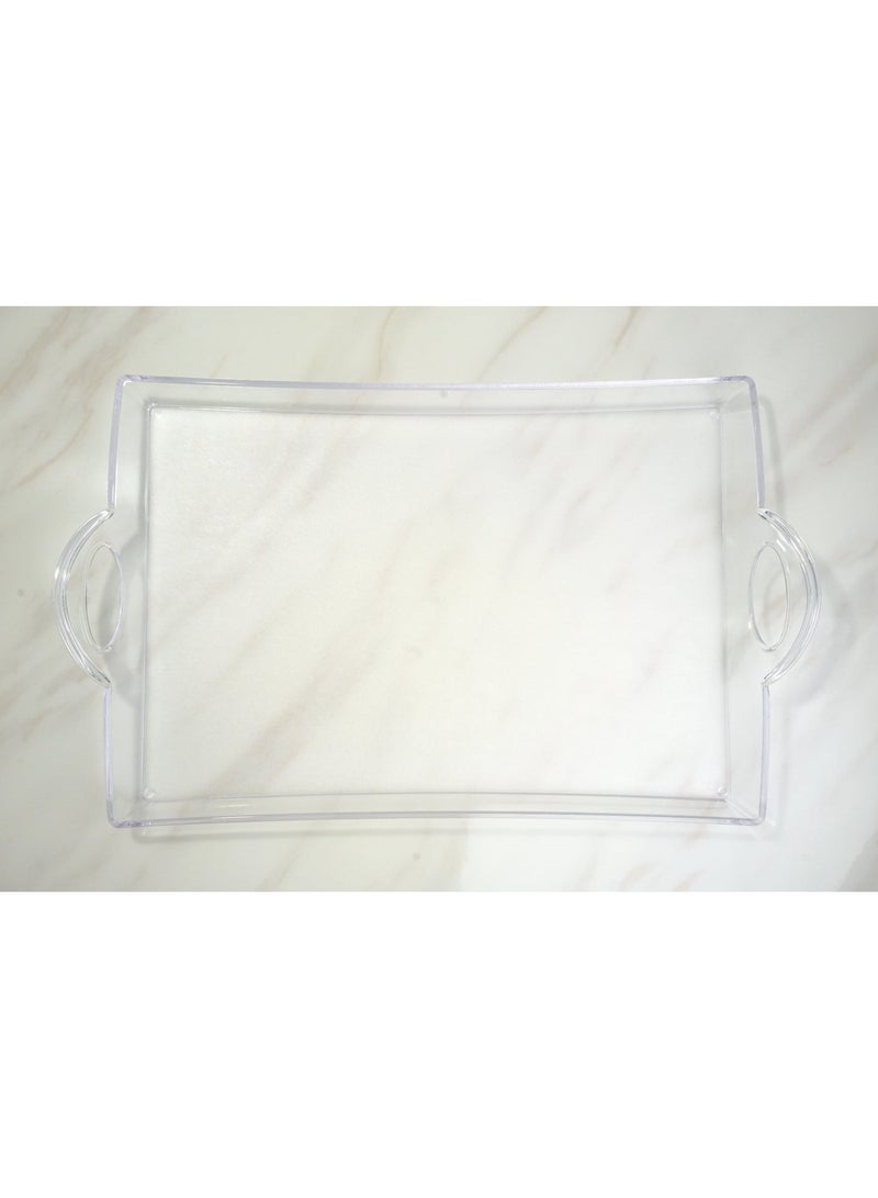 Saudi-Made Clear Polycarbonate Serving Tray with Handles – Elegant Decorative Tray for Coffee Tables, Tea Serving, and Storage – 49 × 30 × 4 cm – Heavy-Duty & Break-Resistant - Image 1